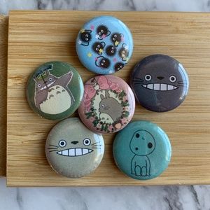 Totoro Ghibli Pinback Buttons | Set of 6